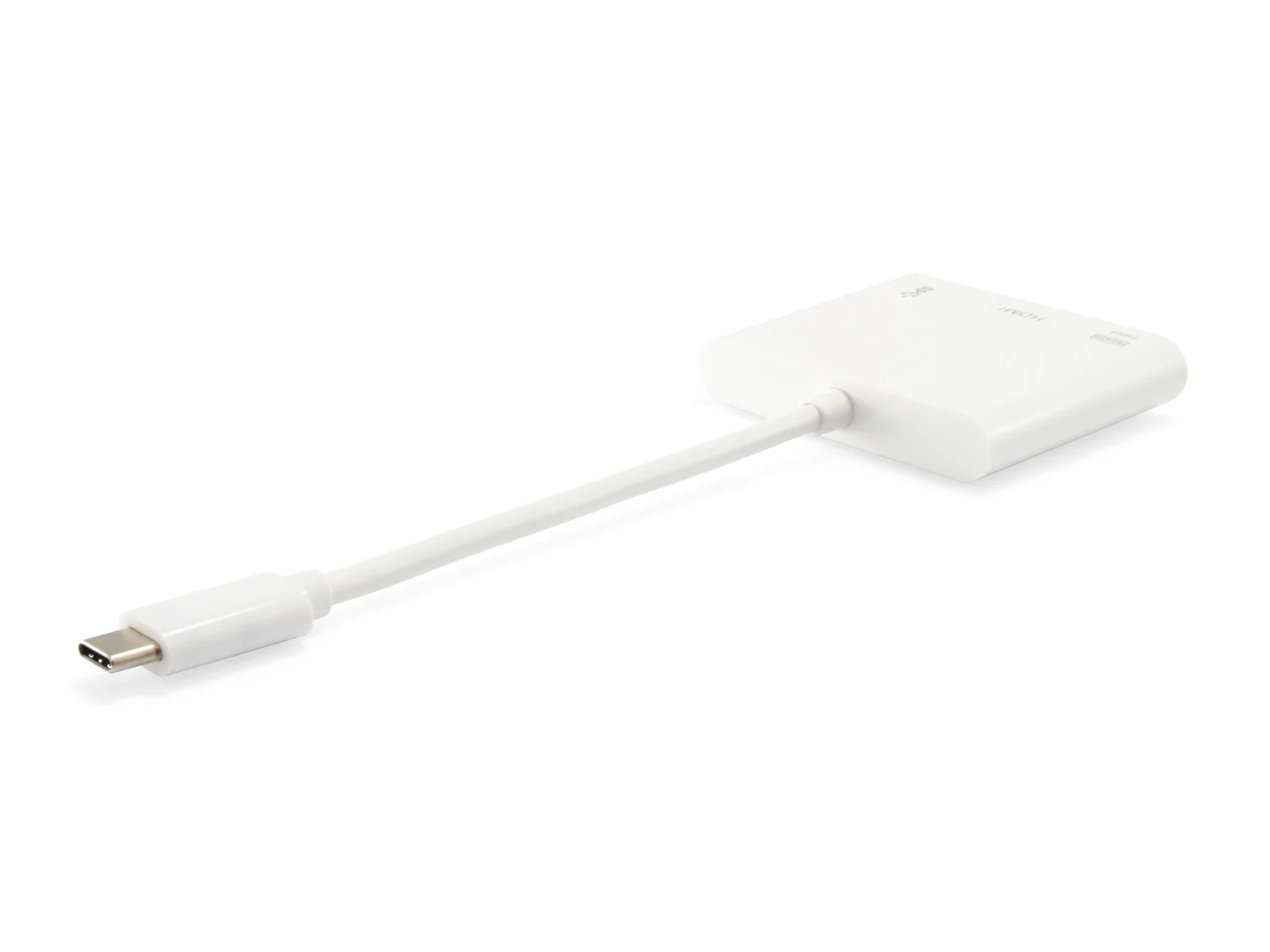 Adaptador USB-C para HDMI + USB-A + USB-C PD 60W Equip 3-em-1 Branco - Imagem 2