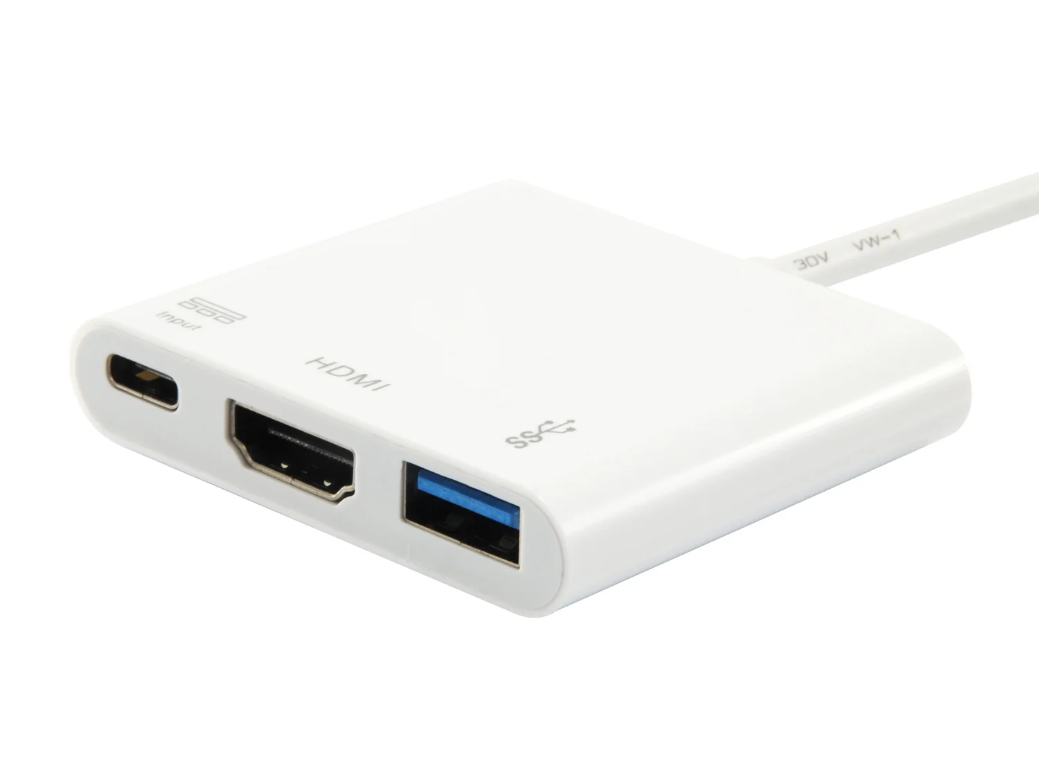 Adaptador USB-C para HDMI + USB-A + USB-C PD 60W Equip 3-em-1 Branco - Imagem 3