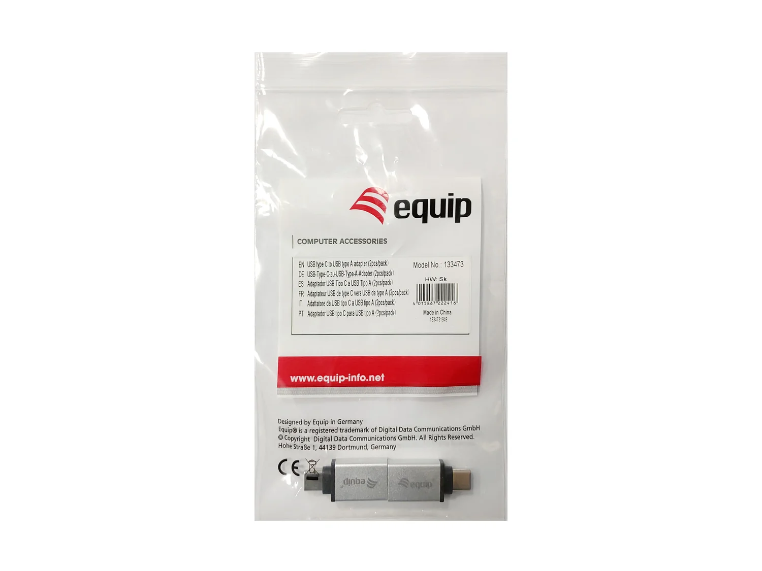 Adaptador USB-C para USB-A Equip em Alumínio Prateado (Pack 2 unid.) - Imagem 4
