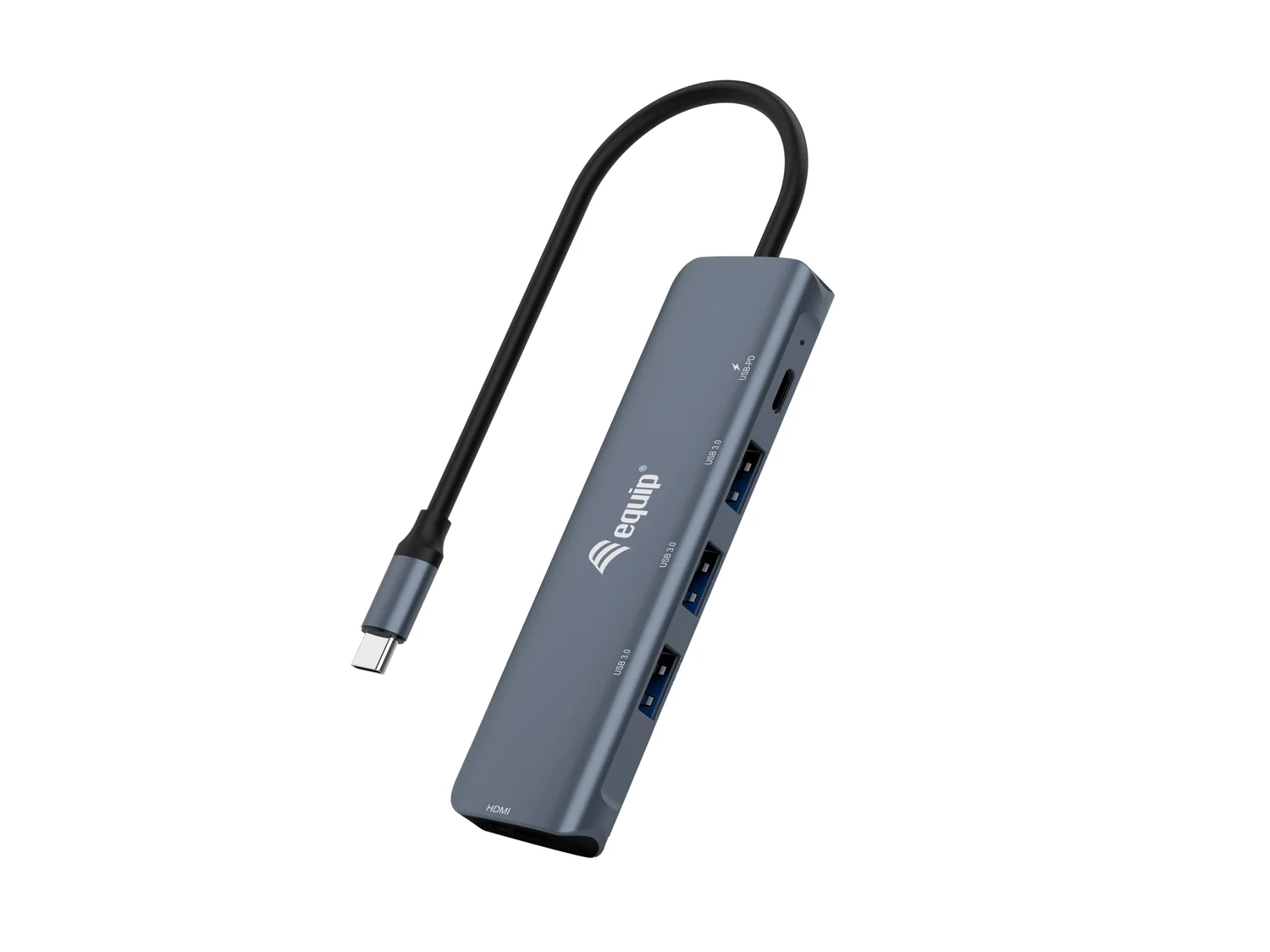 Adaptador USB-C 5 em 1 HDMI 4K + 3x USB 3.0 + USB-C PD 100W Equip 133487 - Imagem 1