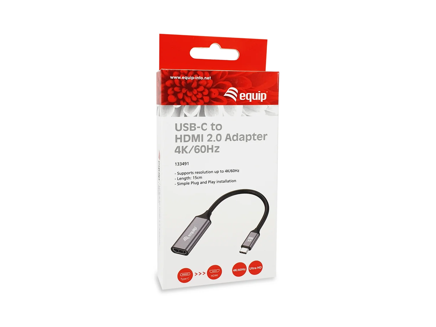 Adaptador USB-C para HDMI 2.0 Equip — 4K 60Hz Plug and Play - Imagem 6