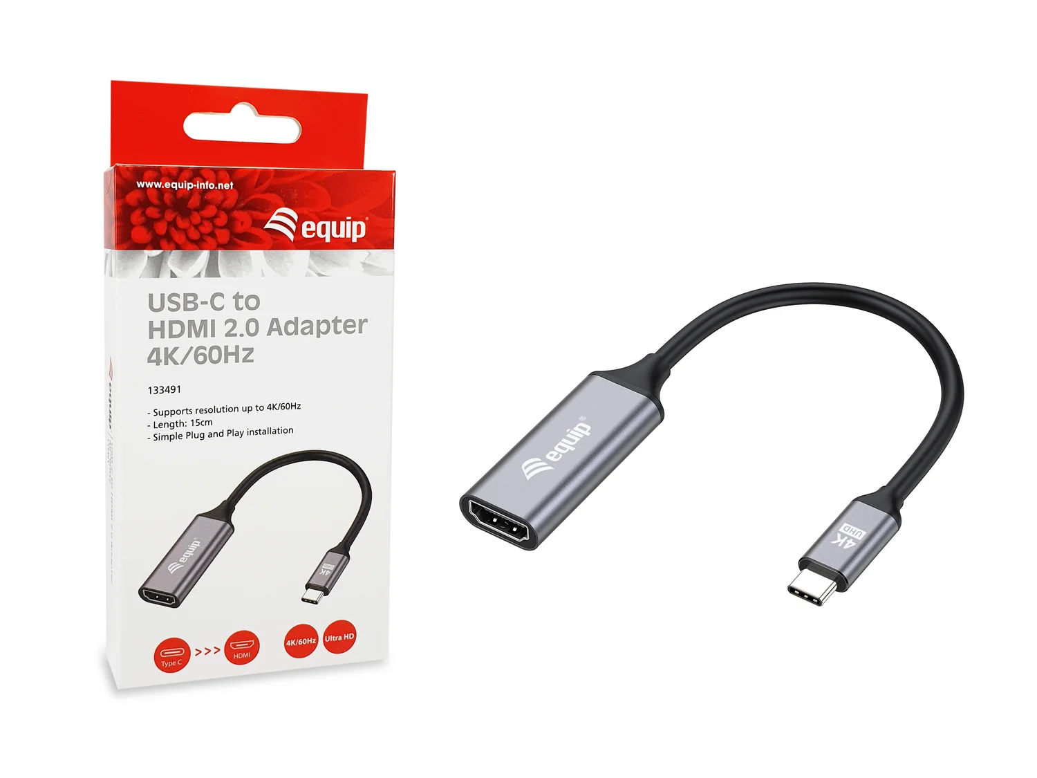 Adaptador USB-C para HDMI 2.0 Equip — 4K 60Hz Plug and Play - Imagem 7