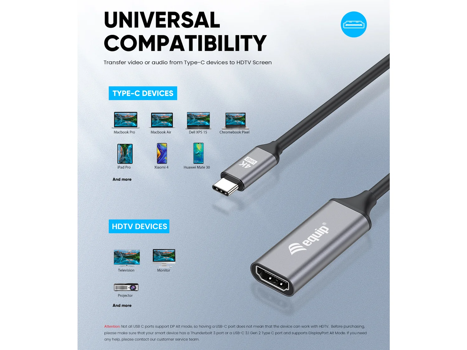 Adaptador USB-C para HDMI 2.0 Equip — 4K 60Hz Plug and Play - Imagem 3
