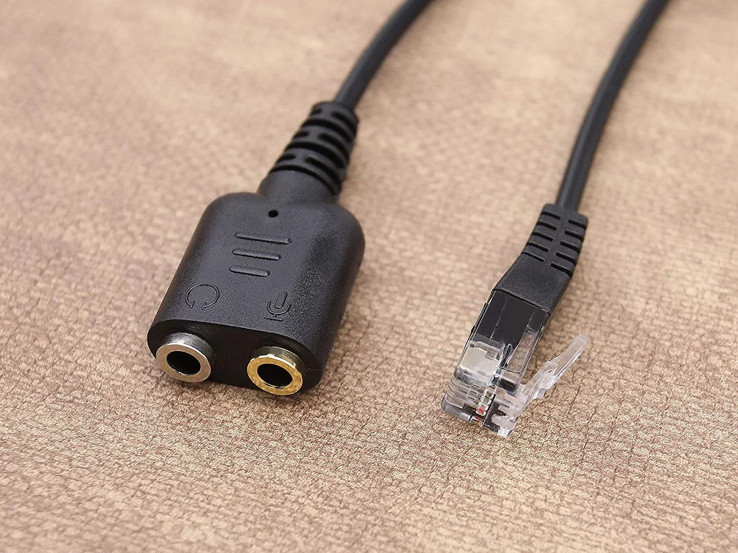Adaptador de Áudio RJ-9 para 2× Jack 3,5 mm Equip para Headsets Preto - Imagem 7