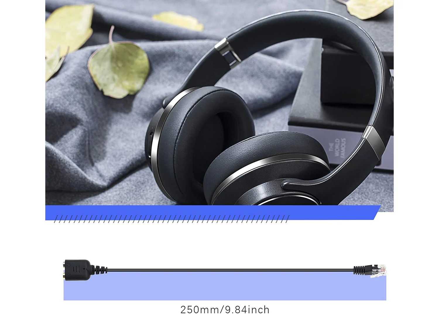 Adaptador de Áudio RJ-9 para 2× Jack 3,5 mm Equip para Headsets Preto - Imagem 4