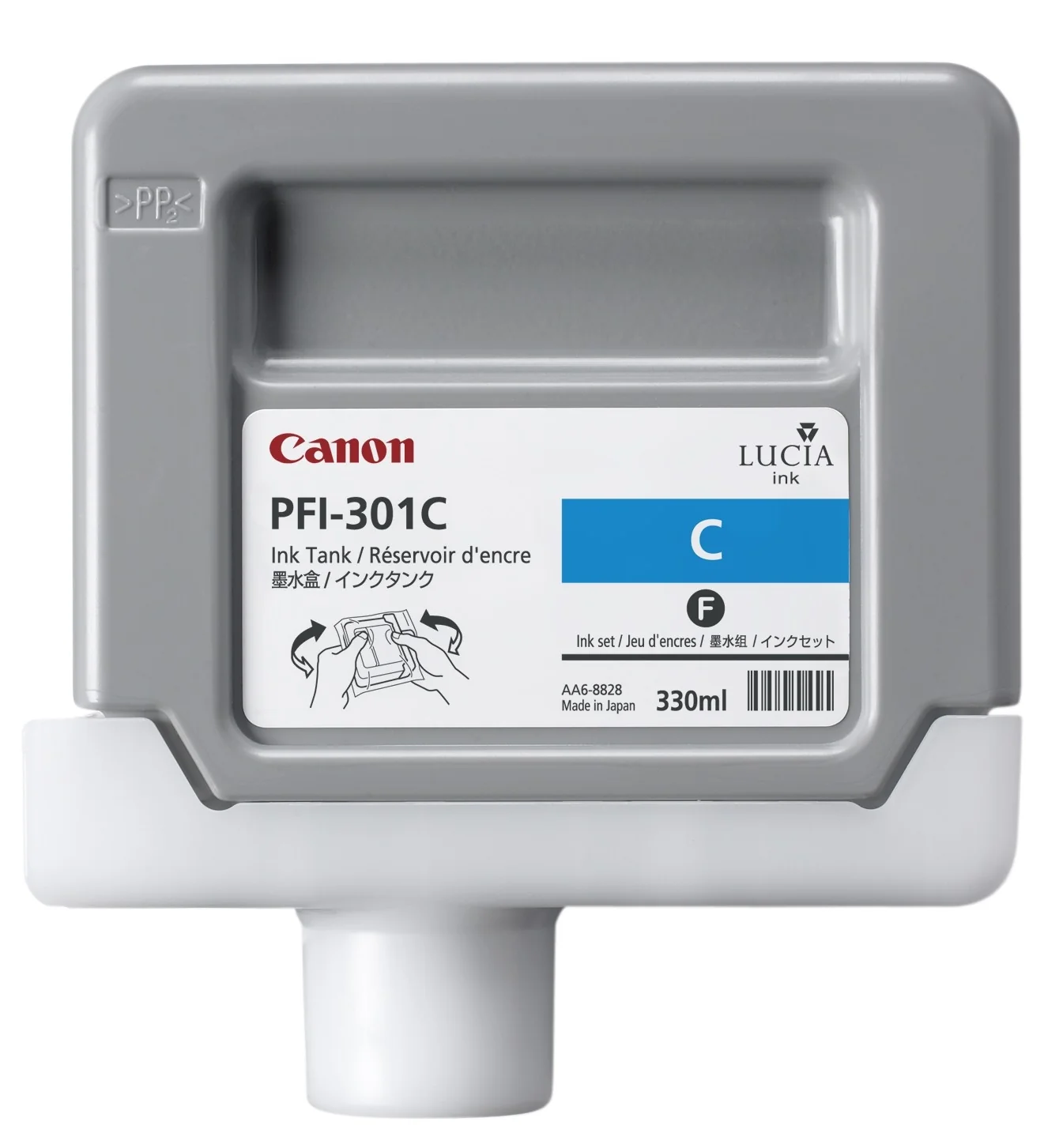 Tinteiro Canon PFI-301C Ciano 330ml Original para Plotters iPF8000/9000/8100/9100
