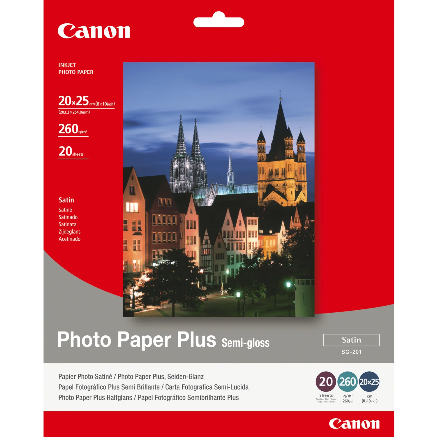 Papel fotográfico Canon Photo Paper Plus Semi-Gloss 20x25cm 260g 20 folhas - Imagem 1