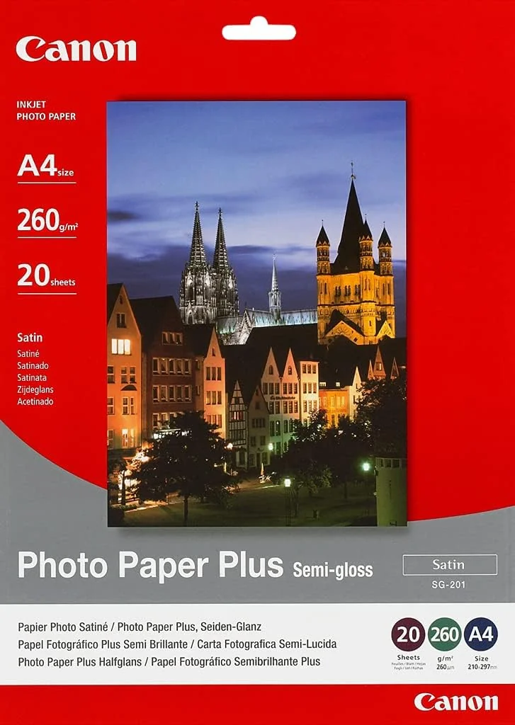 Papel Fotográfico Canon Photo Paper Plus Semi-Gloss A4 20 Folhas 260g/m²