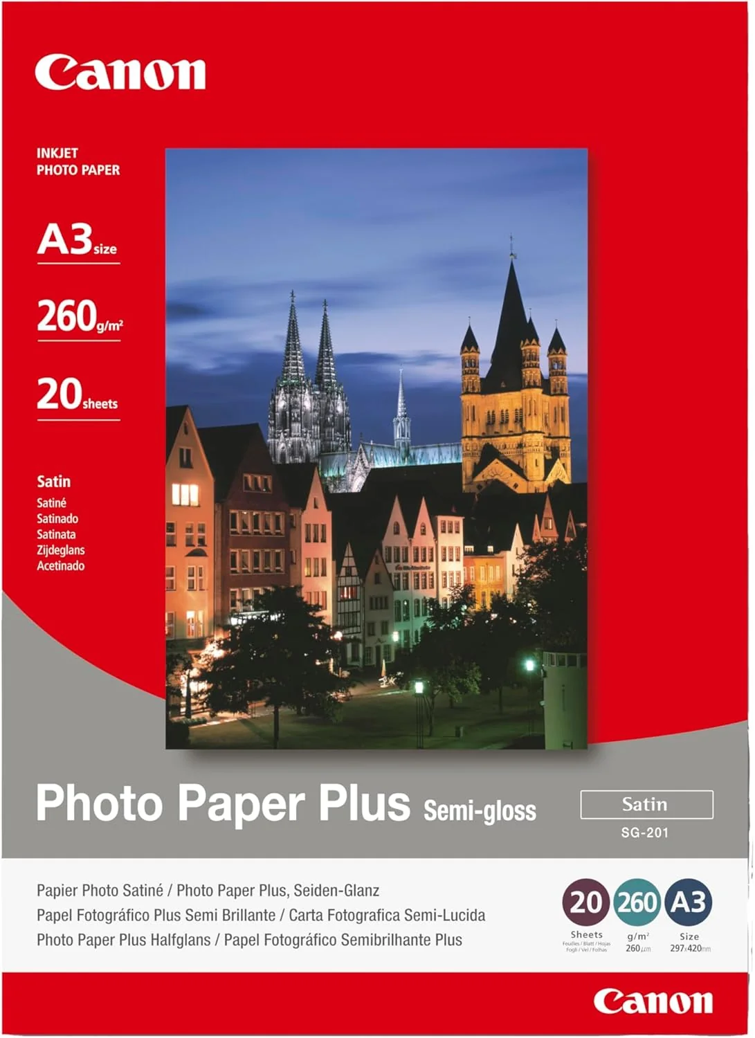 Papel Fotográfico Canon SG-201 A3 Semibrilho 260g 20 Folhas