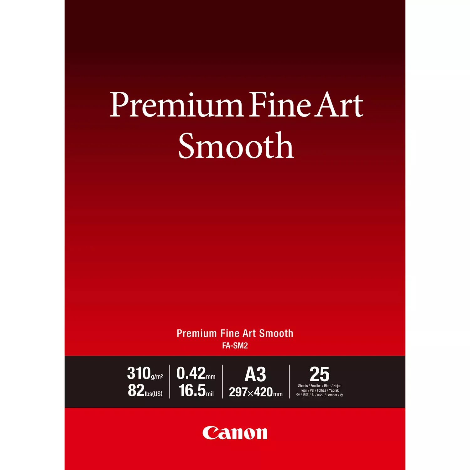 Papel de Arte Canon FA-SM2 Premium FineArt Smooth A3 310g/m² Algodão — 25 Folhas