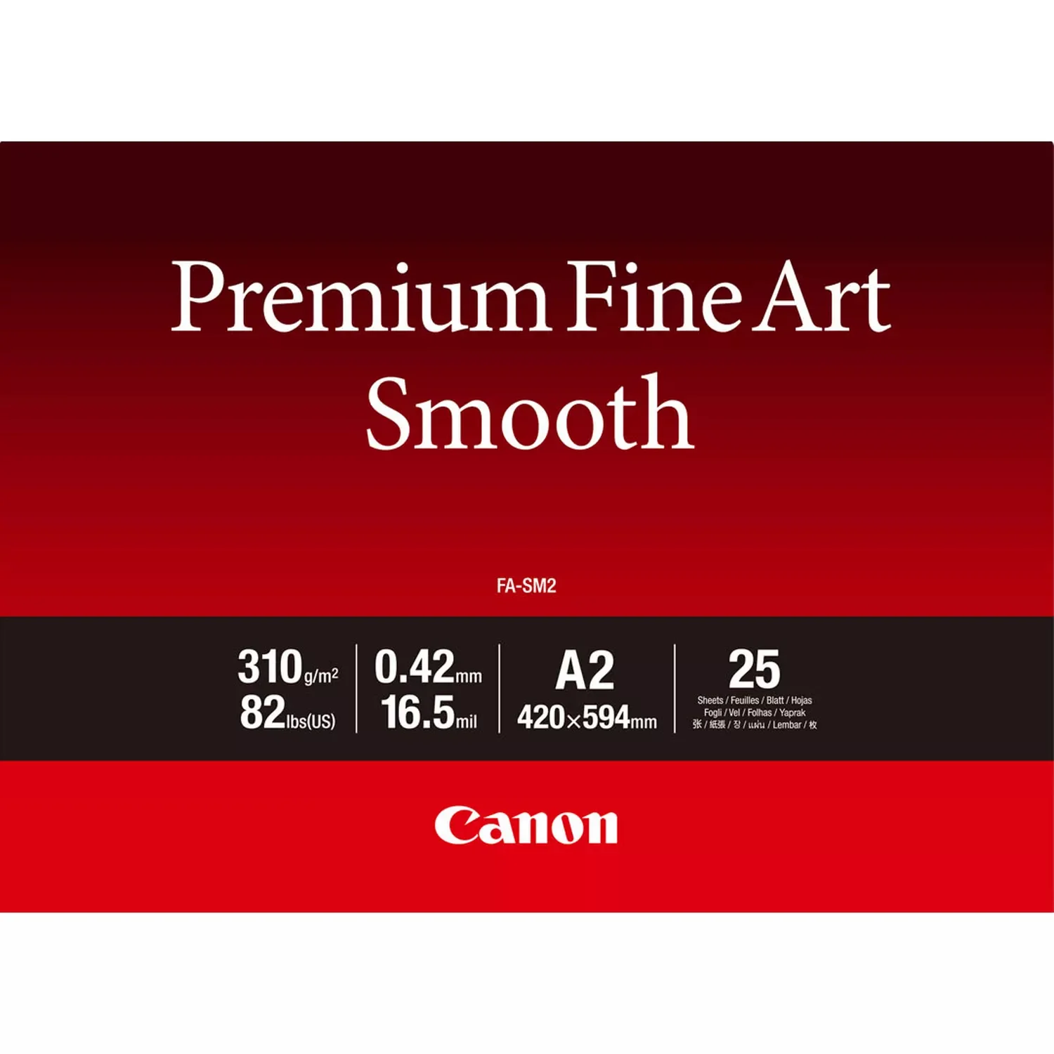 Papel Fotográfico Canon Premium FineArt Smooth FA-SM2 A2 25 Folhas 310g/m²