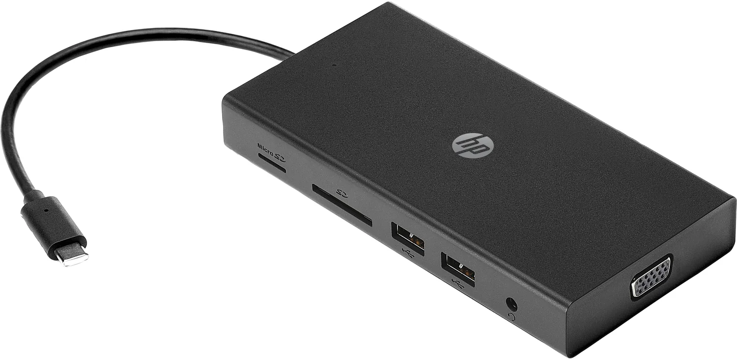 Hub multiportas USB-C HP Travel com HDMI, VGA, Ethernet e leitor de cartões - Imagem 2