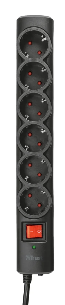 Protector de Corrente Trust com 6 Tomadas AC Cabo 1.8m Preto e Interruptor - Imagem 2