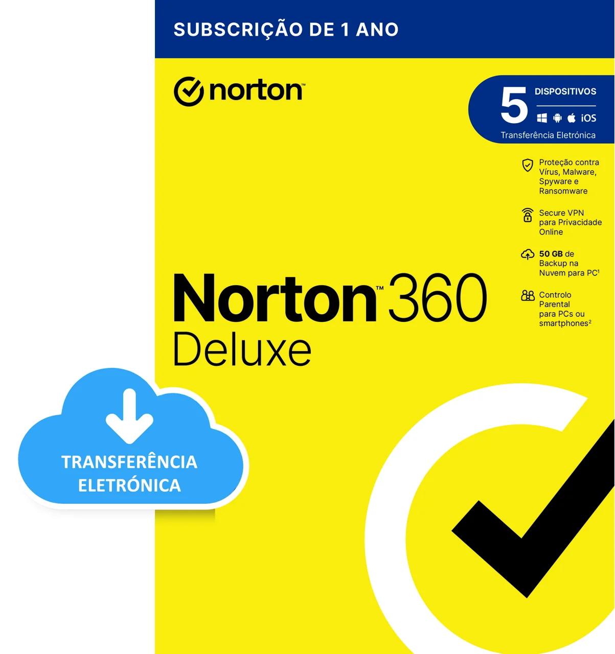 Software Antivírus Norton 360 Deluxe Pack 7 Unidades Licença Anual - Imagem 1