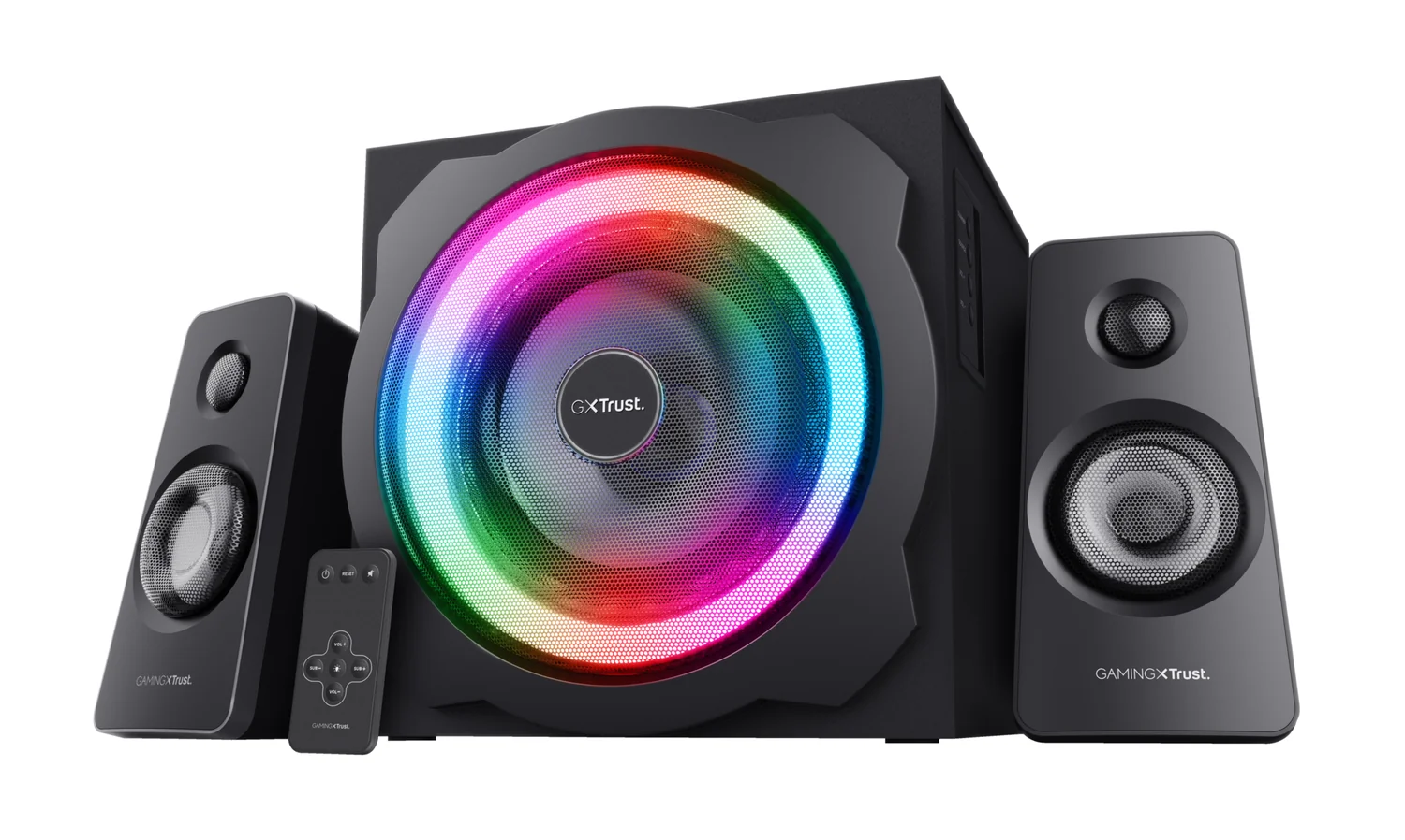 Colunas 2.1 Trust Tytan RGB 60W RMS 120W Pico com Subwoofer e Telecomando Preto - Imagem 1