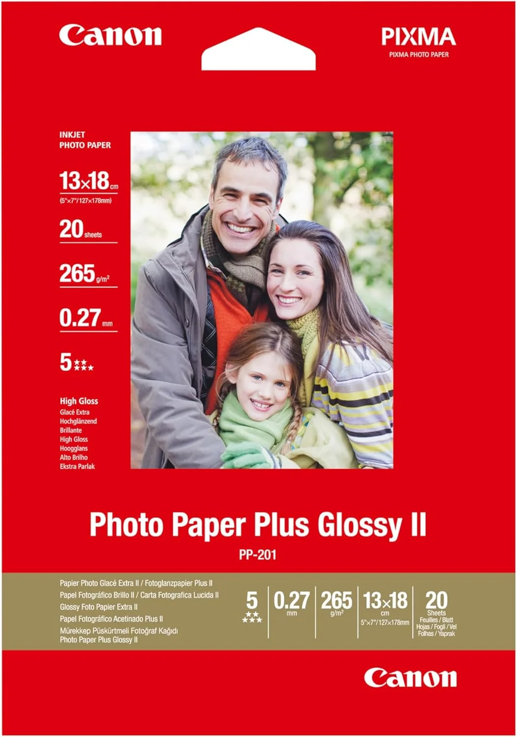 Papel Fotográfico Canon Photo Paper Plus PP-201 5x7 20 Folhas Alto Brilho - Imagem 1