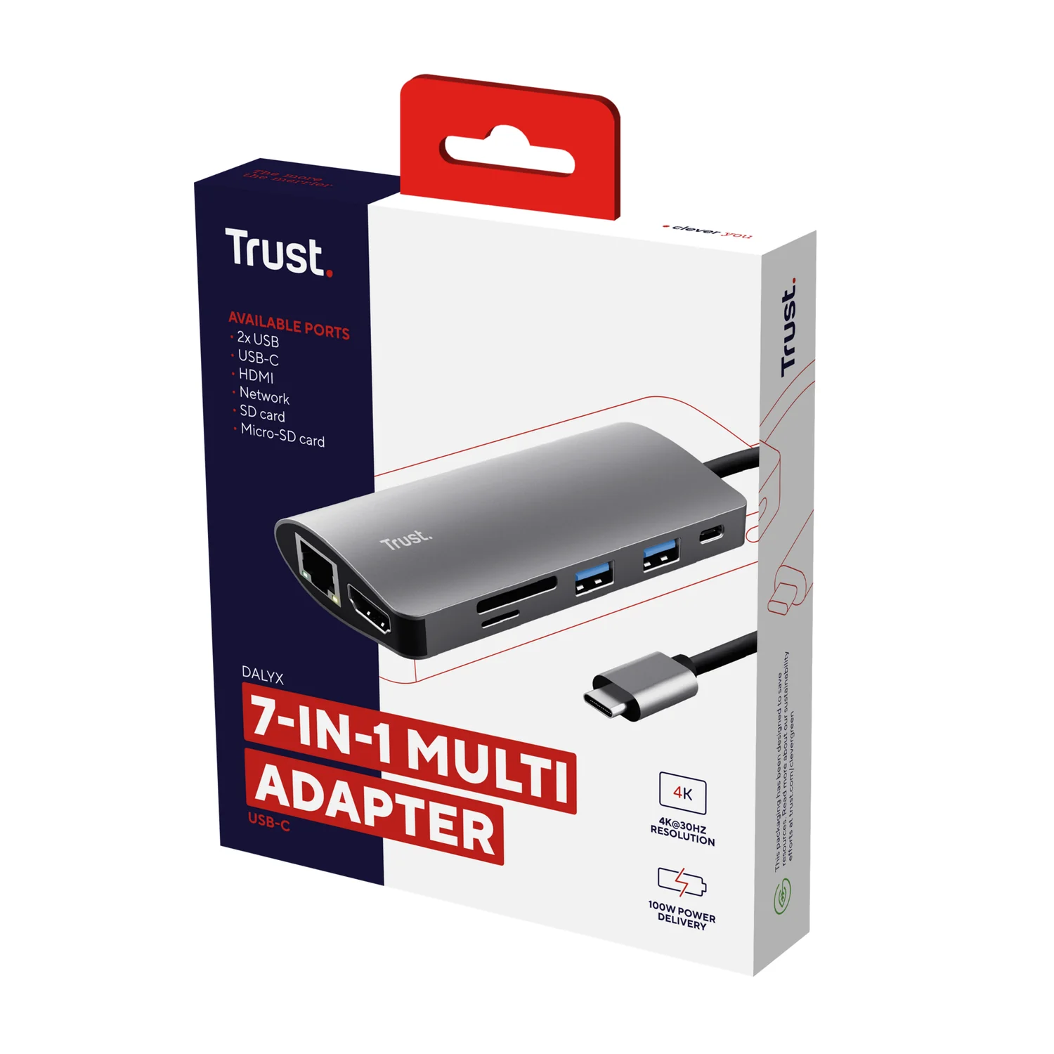 Adaptador USB-C Trust Dalyx 7 em 1 HDMI RJ-45 USB 3.2 Alumínio - Imagem 6