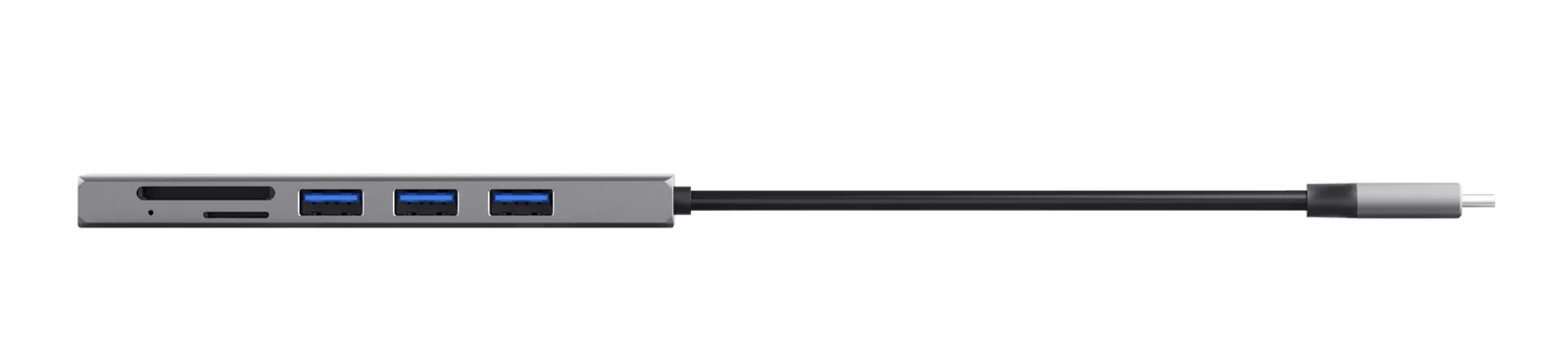 Hub USB-C com Leitor de Cartões Trust Halyx Fast 3 Portas USB-A + SD/MicroSD Alumínio - Imagem 5