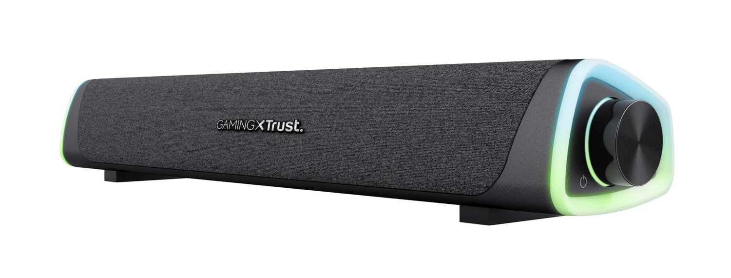 Soundbar para PC Trust GXT 620 Axon RGB 2.0 12W com Iluminação LED Preta - Imagem 1