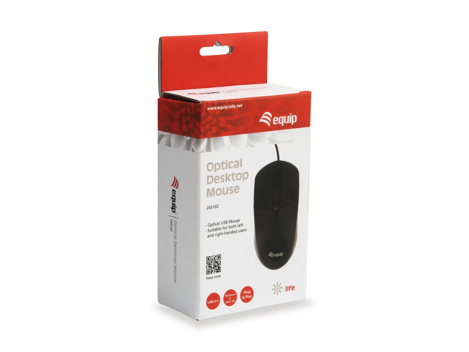Rato com fios Equip 245102 USB ambidestro ótico 1000 DPI preto - Imagem 2