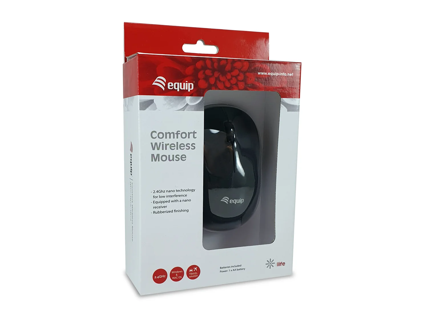 Rato sem fios Equip Comfort ambidestro ótico 1200 DPI preto com receptor USB - Imagem 4