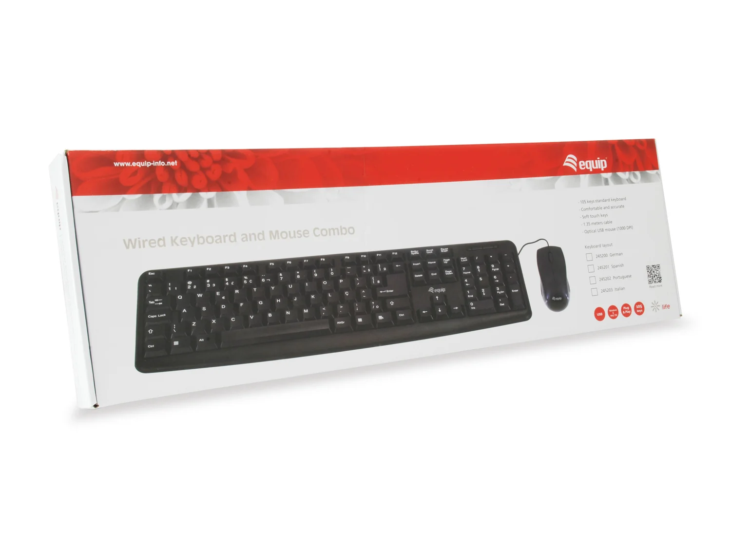 Conjunto teclado e rato Equip 245202 com fios USB QWERTY PT preto - Imagem 5