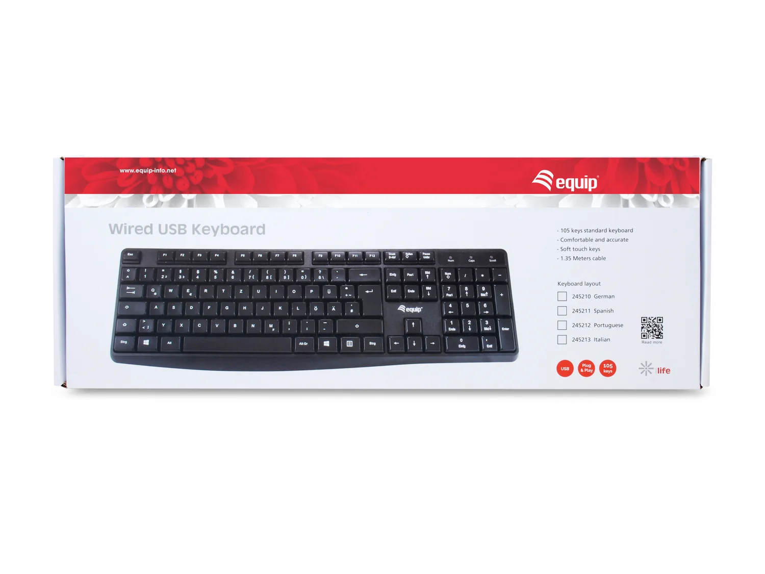 Teclado com fios Equip 245212 USB QWERTY português preto - Imagem 3