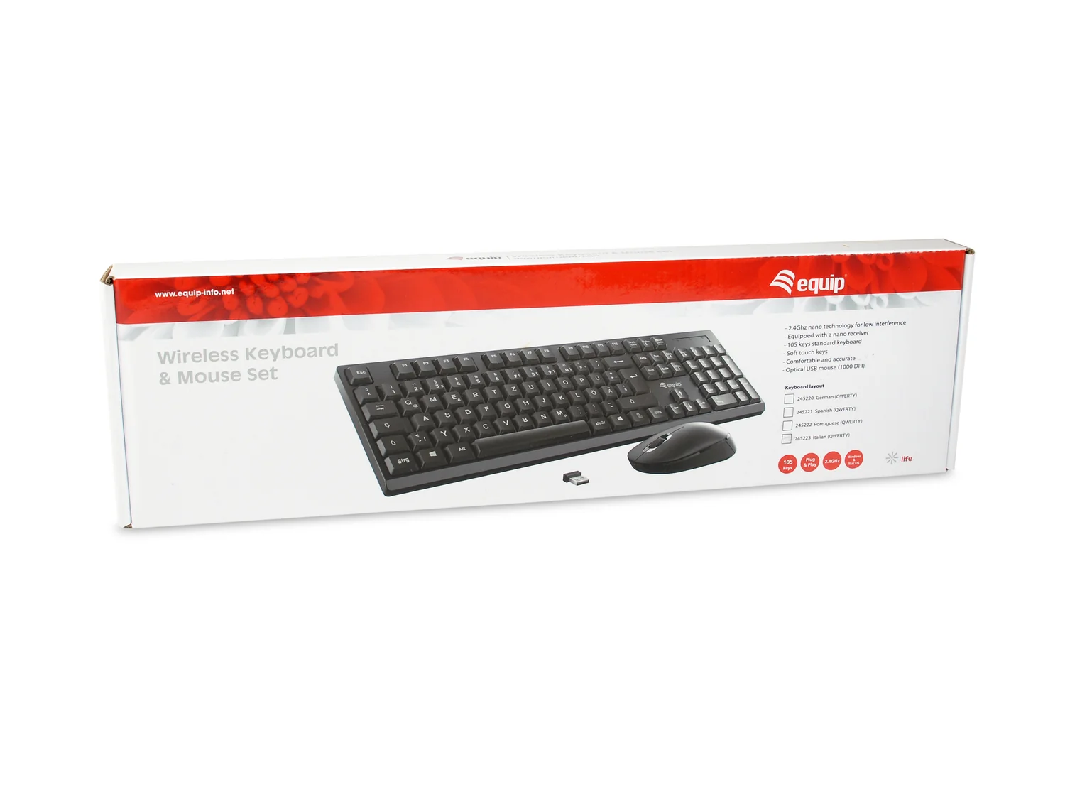 Conjunto teclado e rato sem fios Equip 245222 RF 2.4GHz QWERTY PT preto - Imagem 6