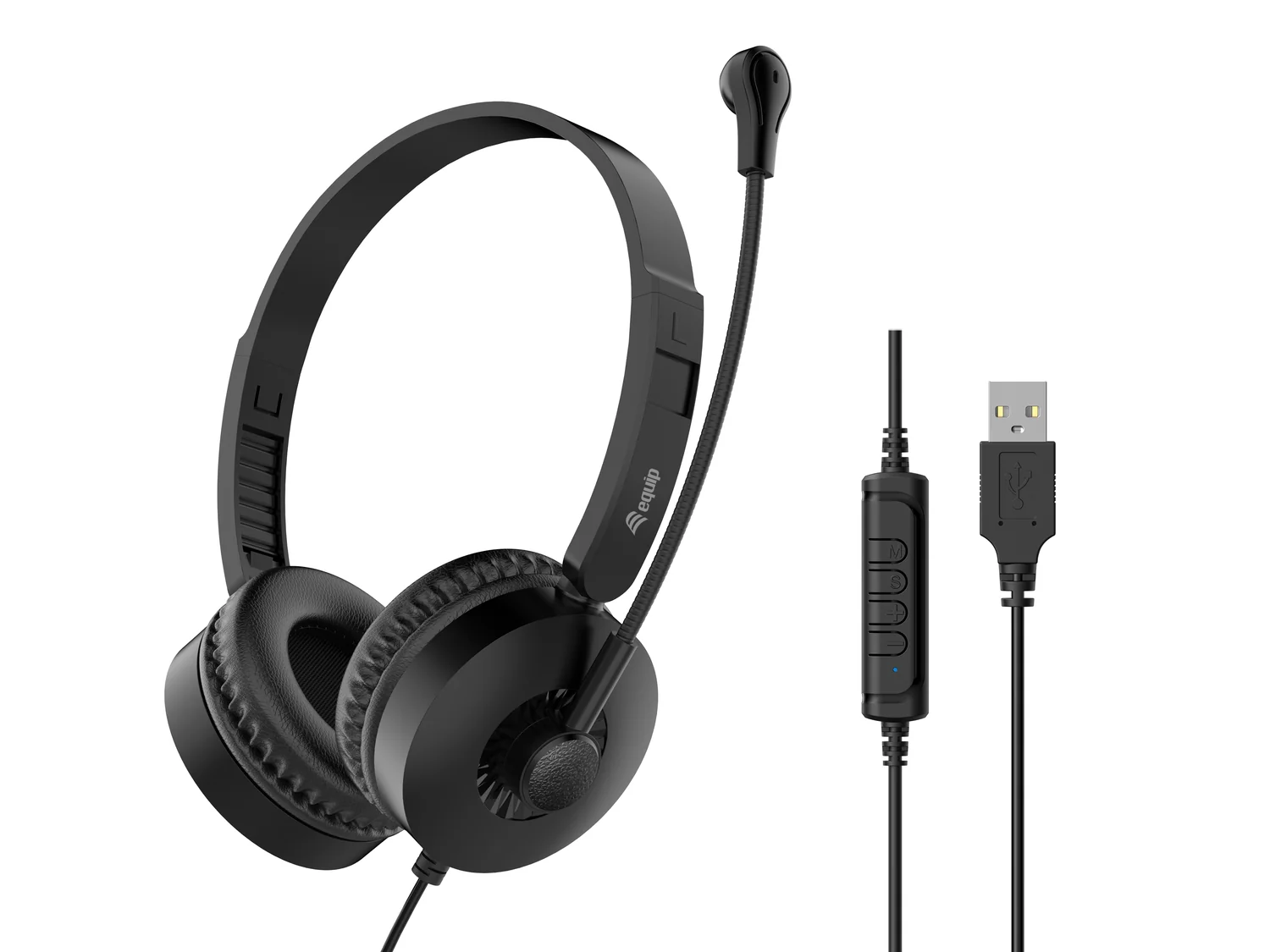 Auscultadores com fios Equip 245301 USB binaurais com microfone boom preto - Imagem 2