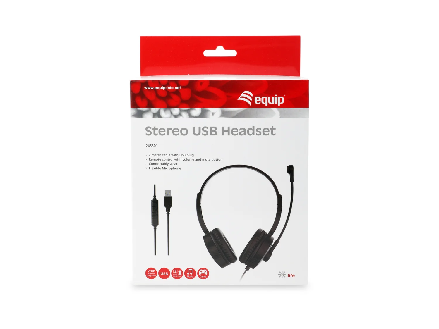 Auscultadores com fios Equip 245301 USB binaurais com microfone boom preto - Imagem 6