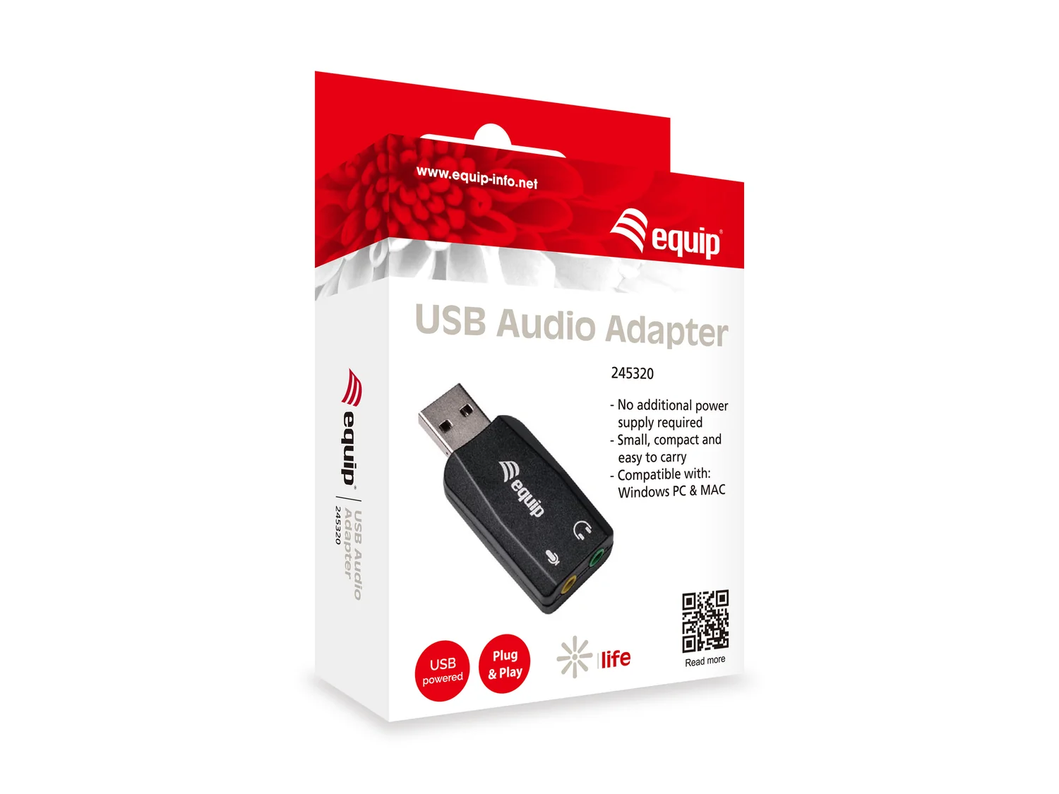Placa de Som Externa Equip USB para Jack 3,5 mm Plug and Play Preto - Imagem 3