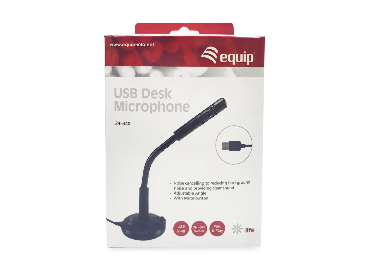 Microfone de mesa Equip 245340 USB Type-A plug and play preto - Imagem 4