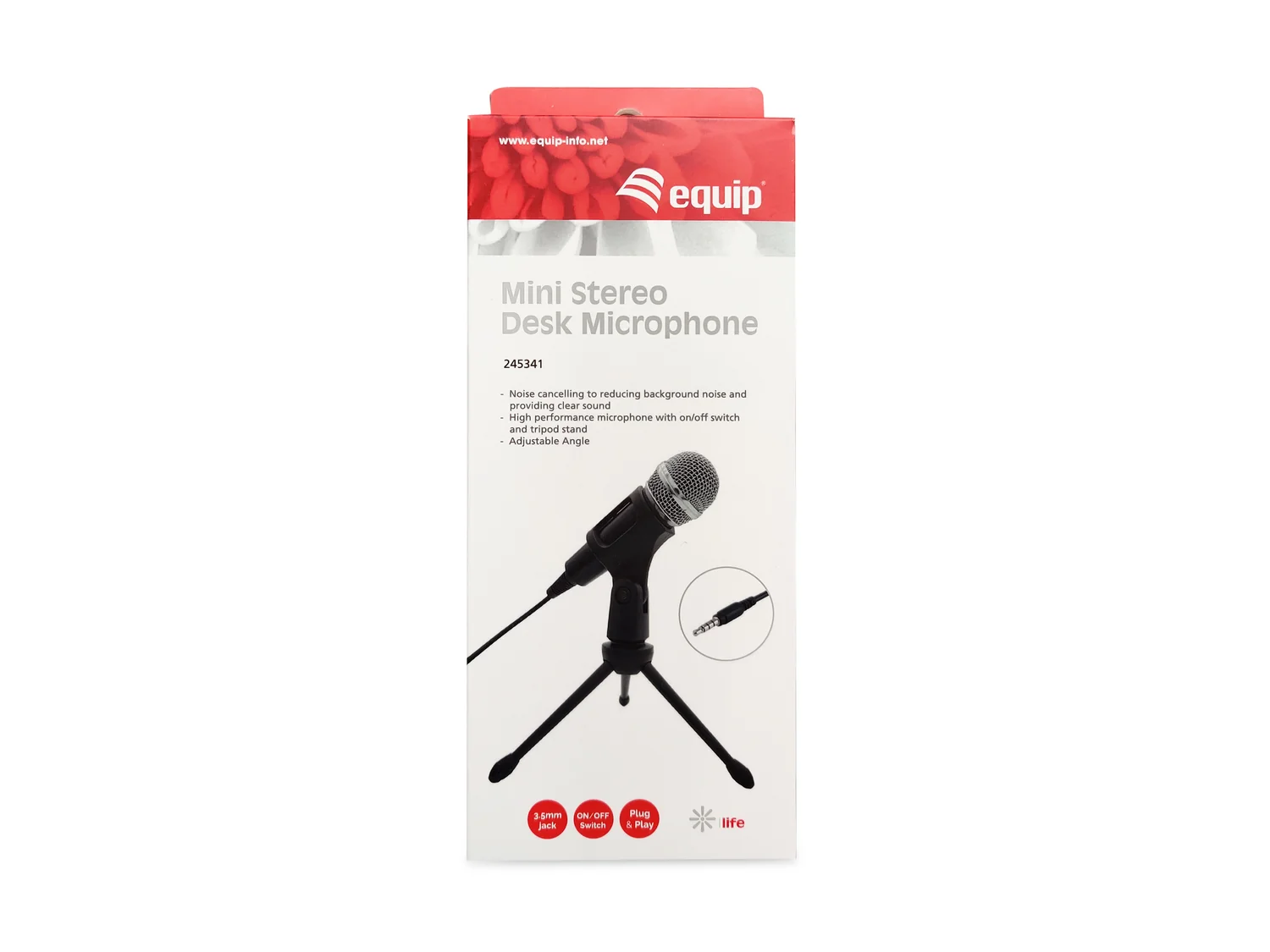 Microfone de mesa Equip 245341 stereo mini com suporte, jack 3,5 mm, preto - Imagem 5