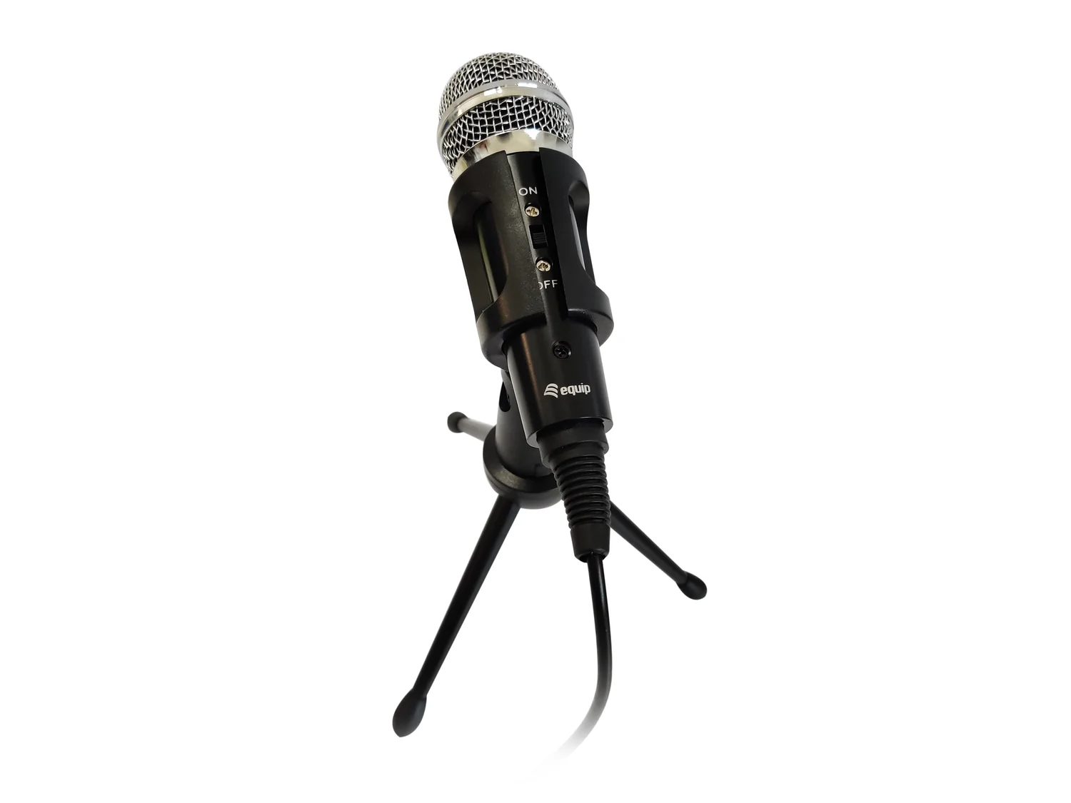Microfone de mesa Equip 245341 stereo mini com suporte, jack 3,5 mm, preto - Imagem 3