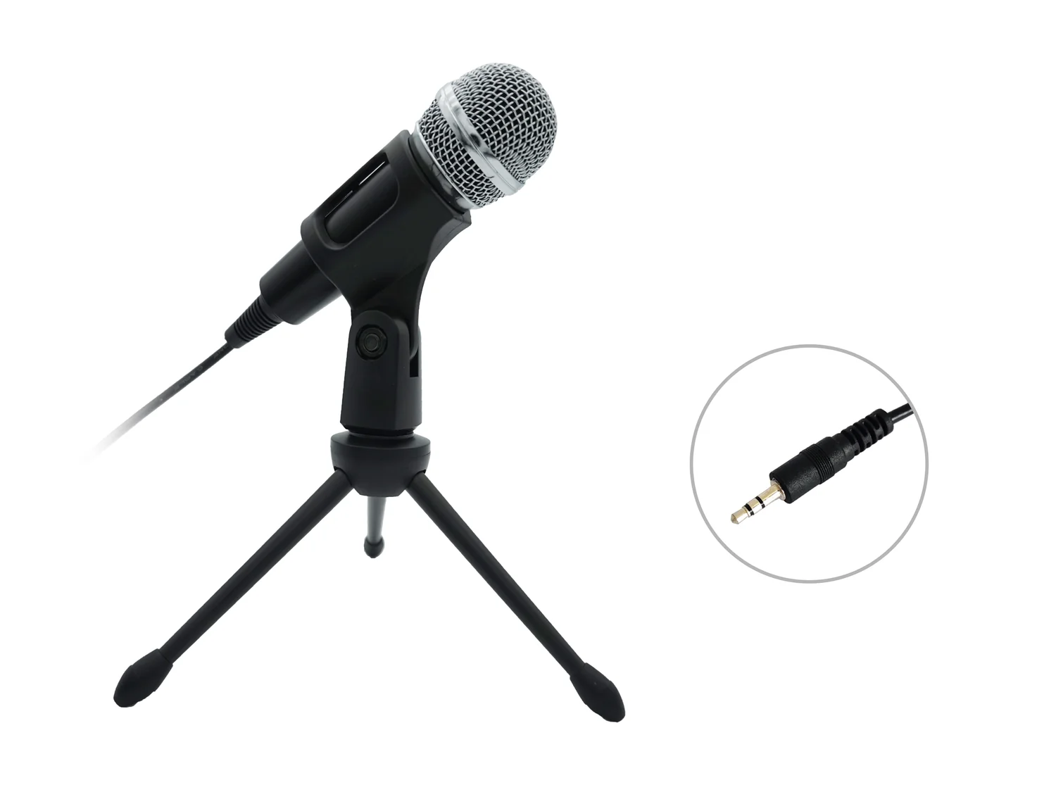 Microfone de mesa Equip 245341 stereo mini com suporte, jack 3,5 mm, preto - Imagem 2