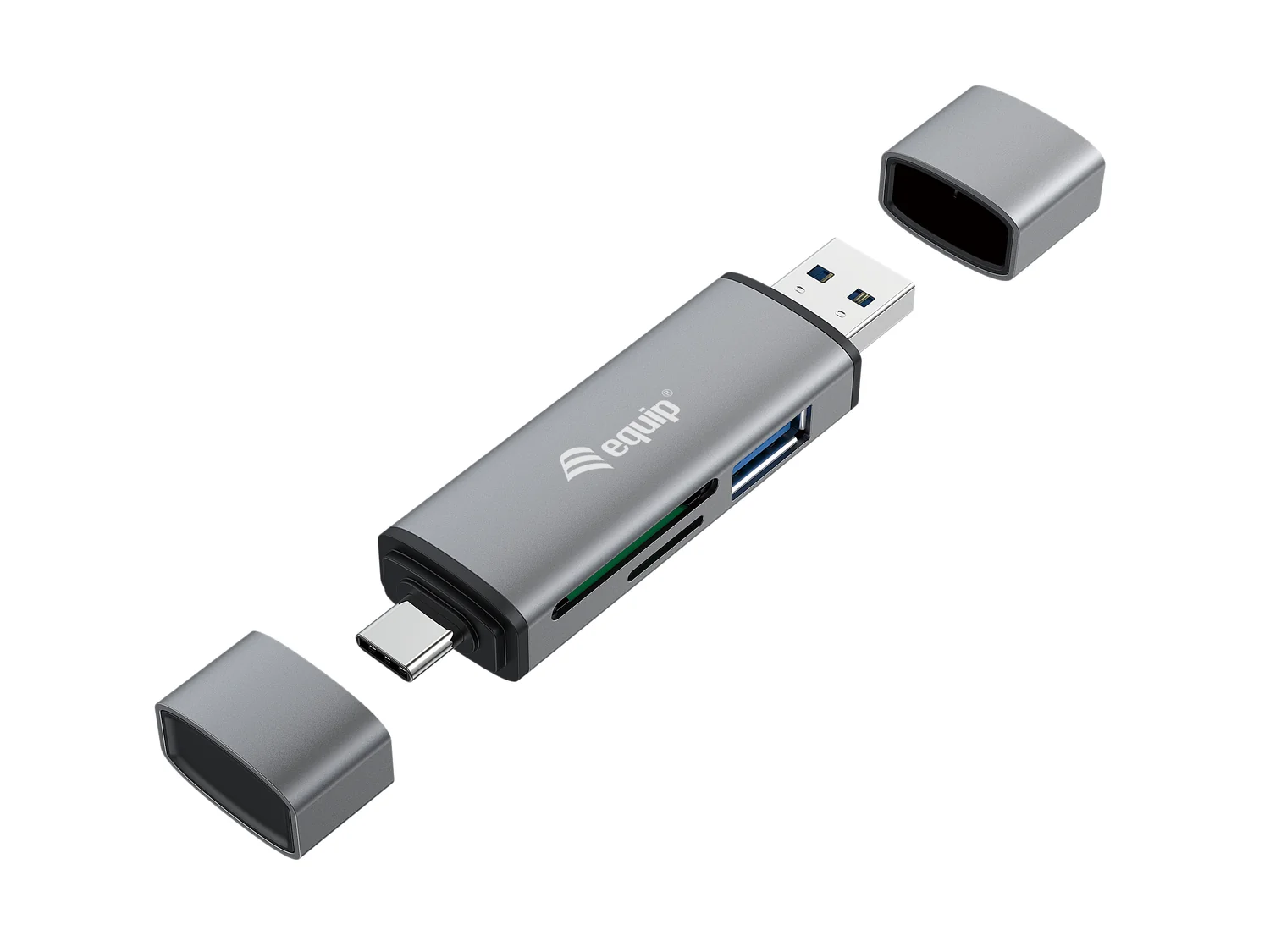 Leitor de Cartões USB 3.2 Gen 1 Equip 245460 com Hub USB e OTG Type-A/Type-C Cinzento - Imagem 1