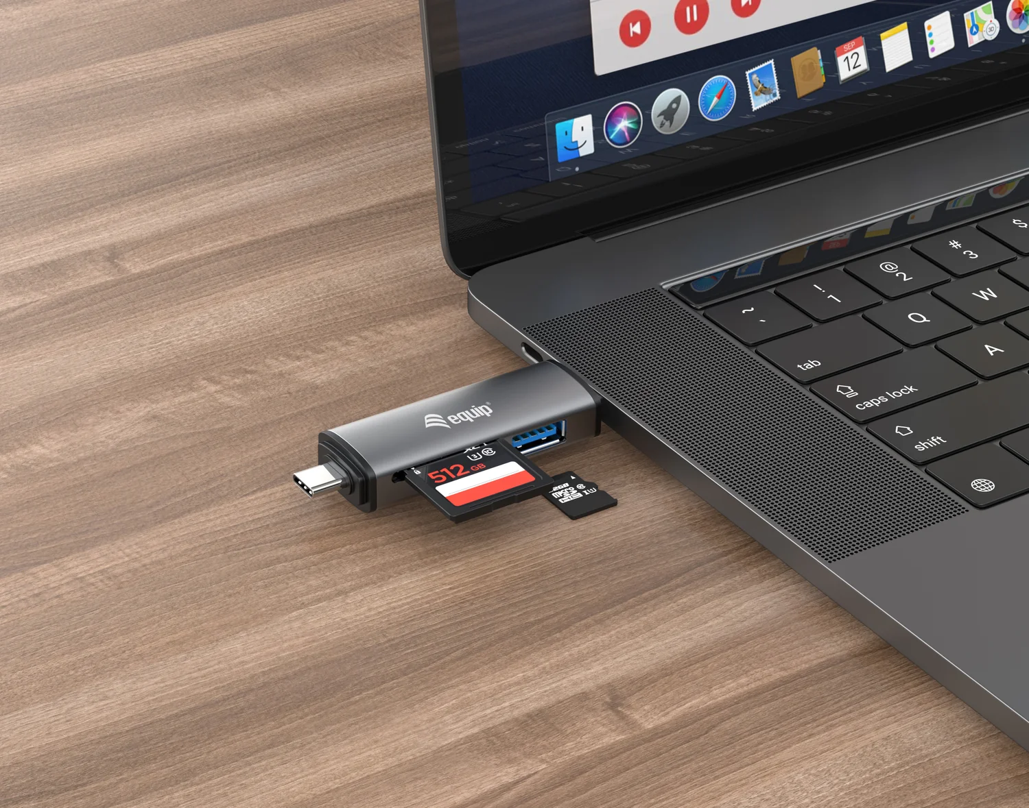 Leitor de Cartões USB 3.2 Gen 1 Equip 245460 com Hub USB e OTG Type-A/Type-C Cinzento - Imagem 4