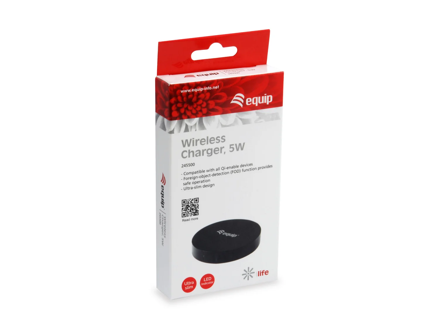 Carregador wireless Equip 245500 Qi 5W para smartphone preto - Imagem 3