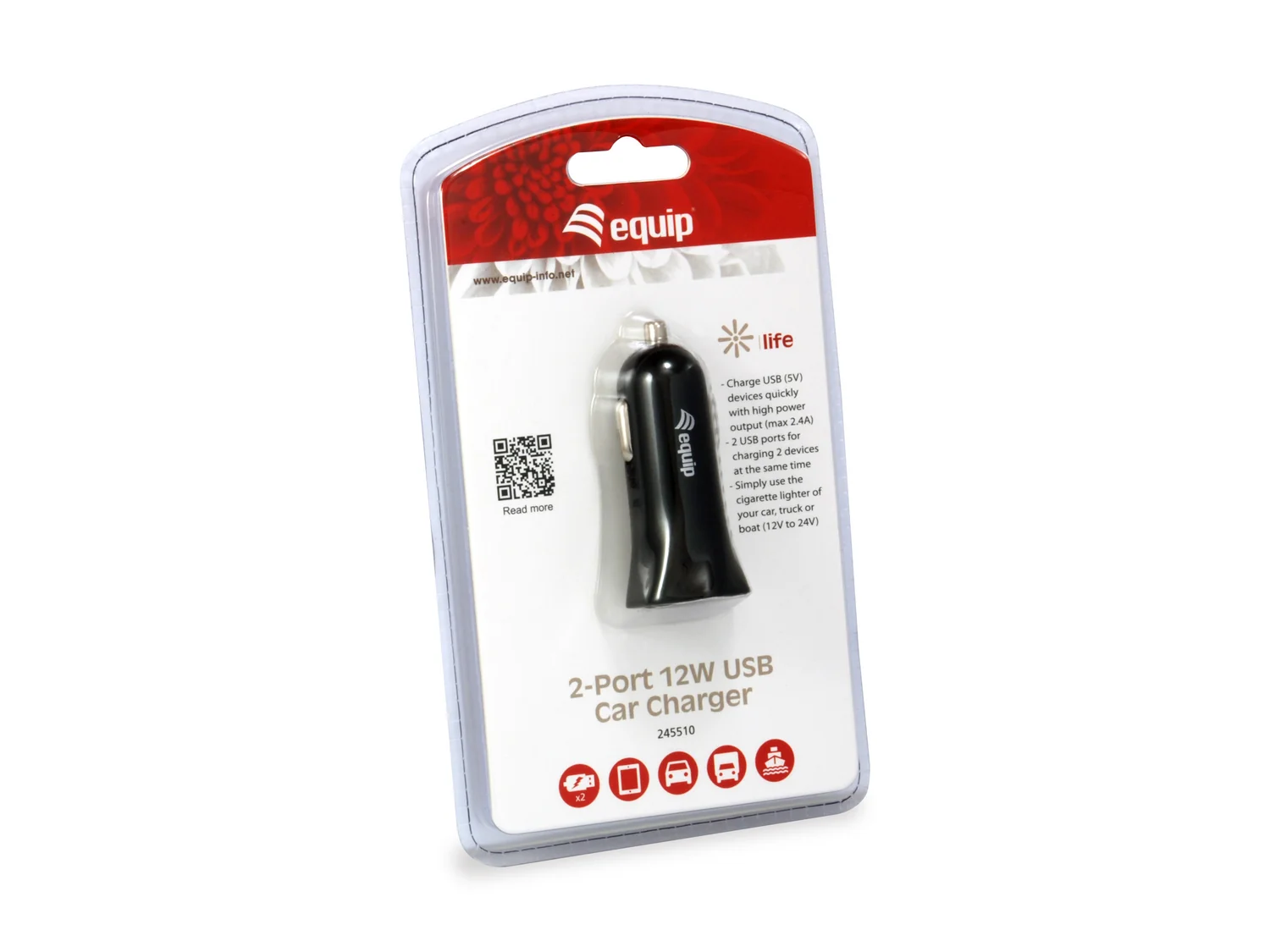 Carregador de carro USB Equip 245510 2 portas 12W para iPad e Tablet - Imagem 4