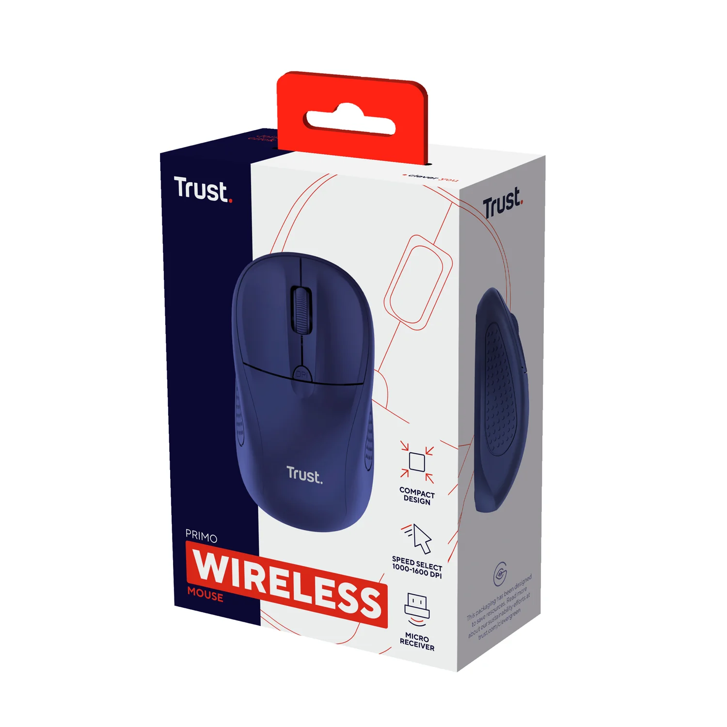 Rato Sem Fios Trust Primo RF Wireless 2.4GHz Ótico 1600 DPI Ambidestro Azul - Imagem 5