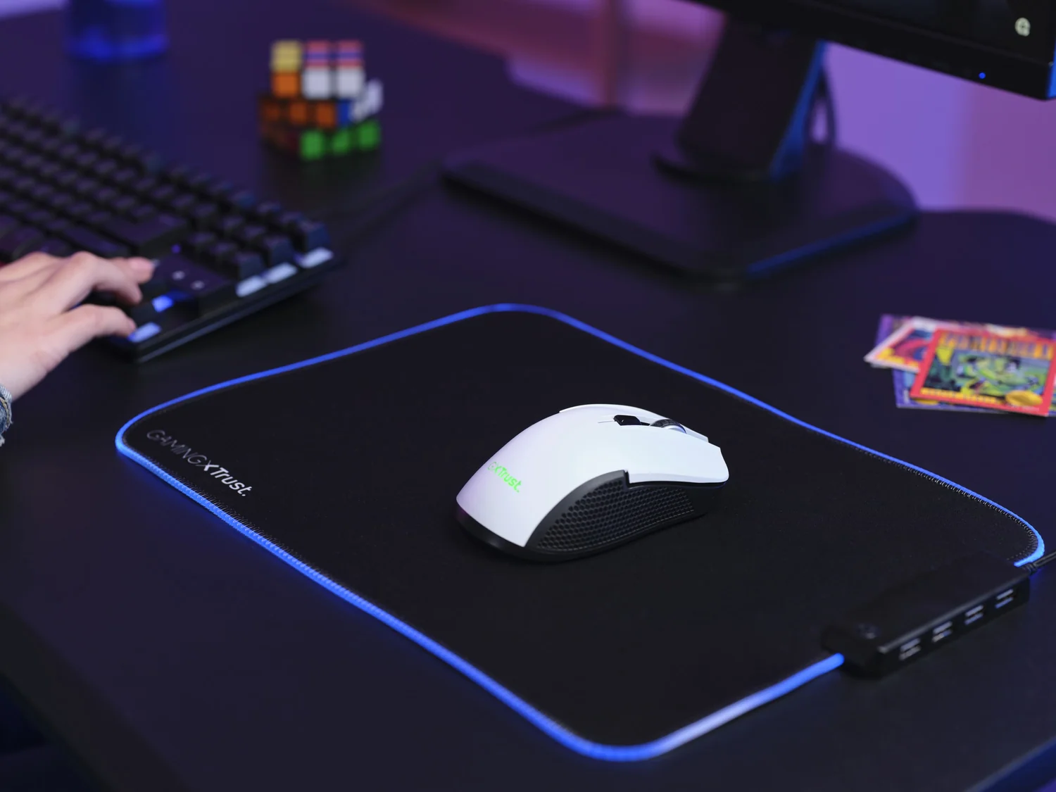 Rato Gaming Sem Fios Trust GXT 923W YBAR 7200 DPI 6 Botões Programáveis RGB USB-C Branco - Imagem 7
