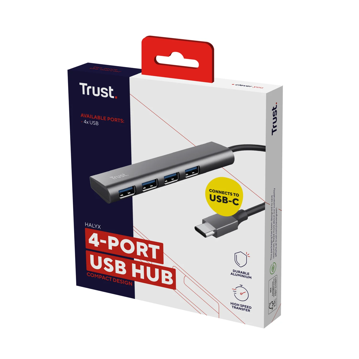 Hub USB-C Trust Halyx 4 Portas USB 3.2 Gen 1 Cinzento 5 Gbps - Imagem 7