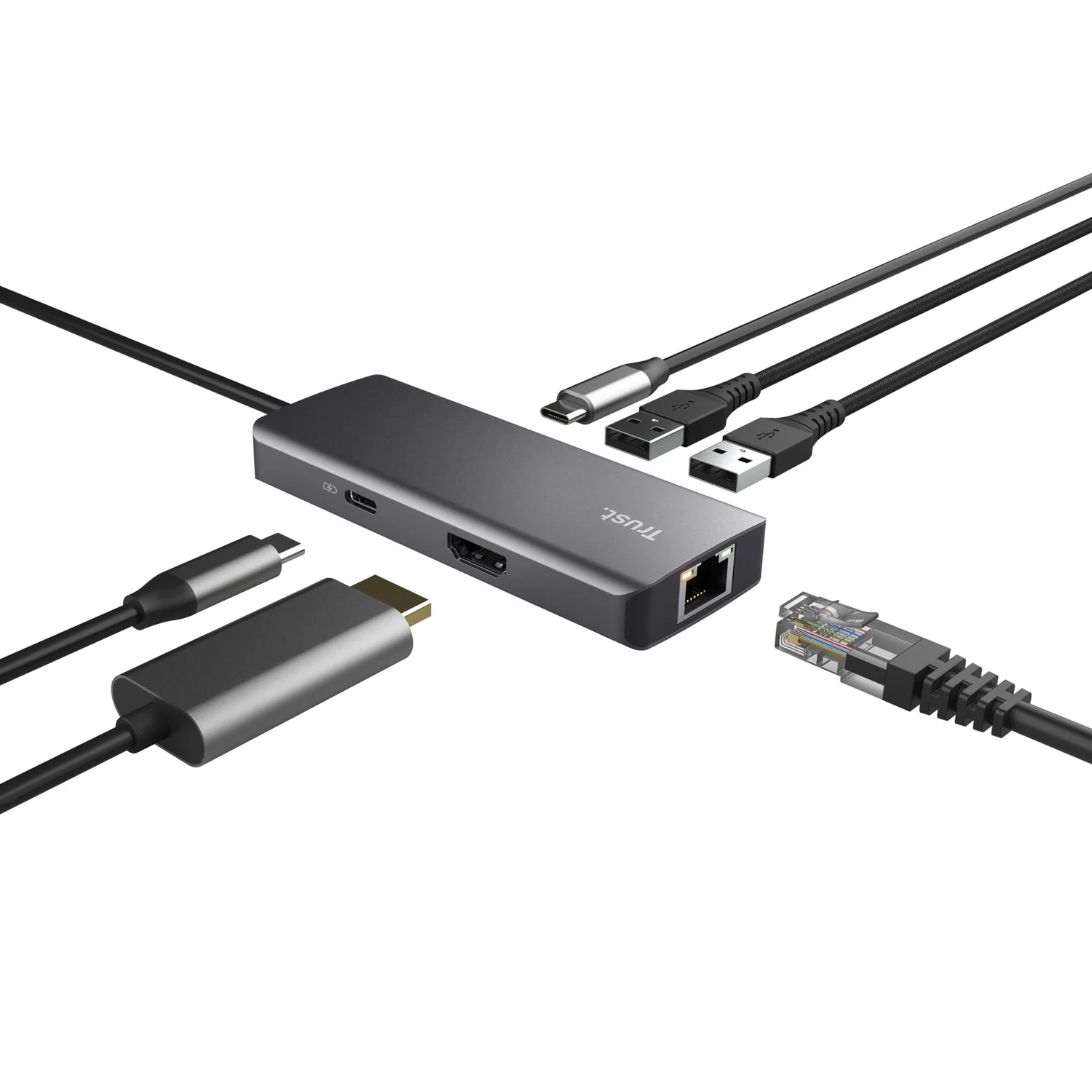 Adaptador Multiportas USB-C 6-em-1 Trust Dalyx com HDMI 4K, Ethernet Gigabit e USB Power Delivery - Imagem 4