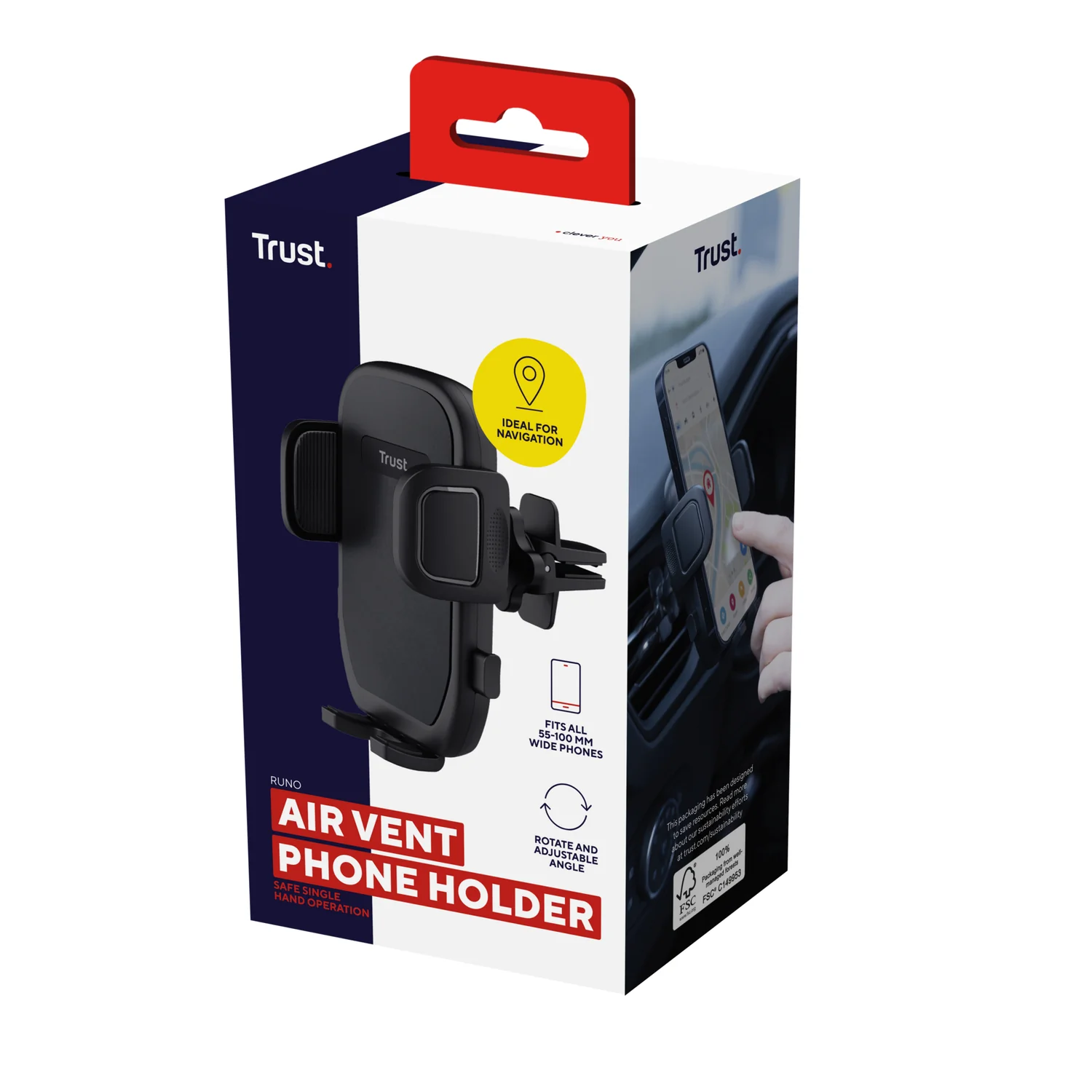 Suporte de Telemóvel para Carro Trust Runo para Grelha de Ventilação, Universal 4" a 7" - Imagem 8