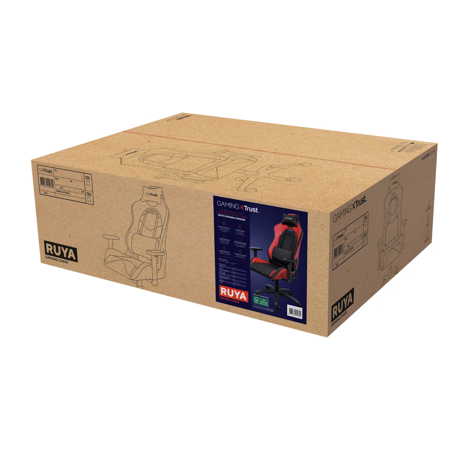Cadeira Gaming Trust GXT 714R Ruya até 150 kg, Espuma Alta Densidade, Preto/Vermelho - Imagem 6