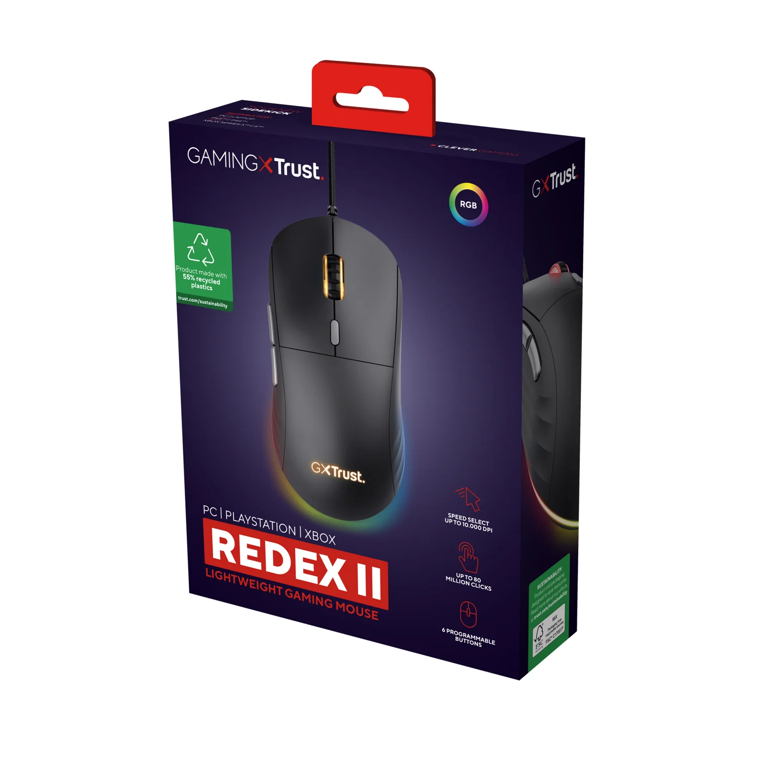 Rato Gaming com fio Trust GXT 925 Redex II Laser 10 000 DPI RGB — Preto - Imagem 7