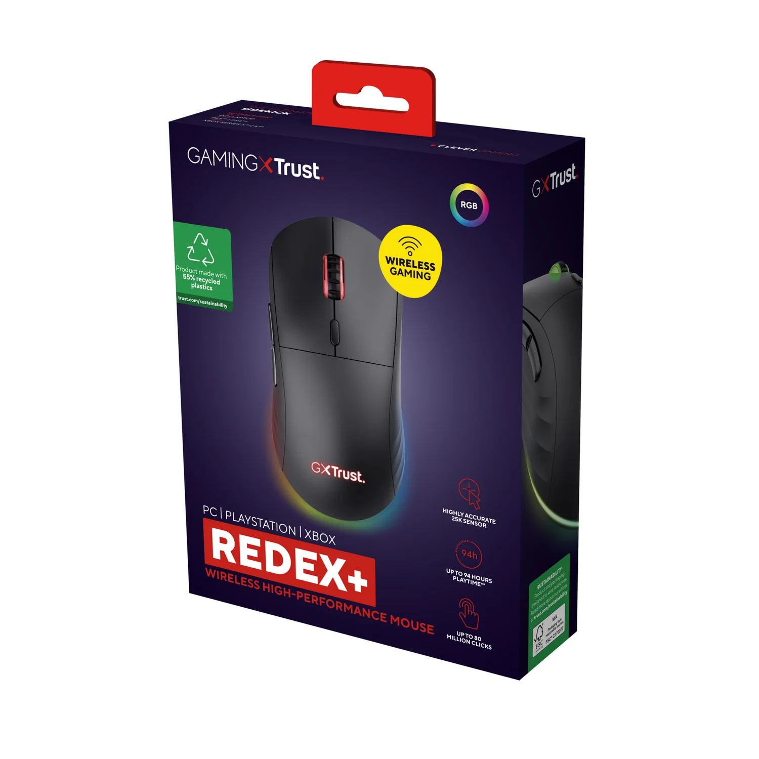 Rato Gaming sem fios Trust GXT 927 Redex+ Laser 25 600 DPI RGB Recarregável — Preto - Imagem 7