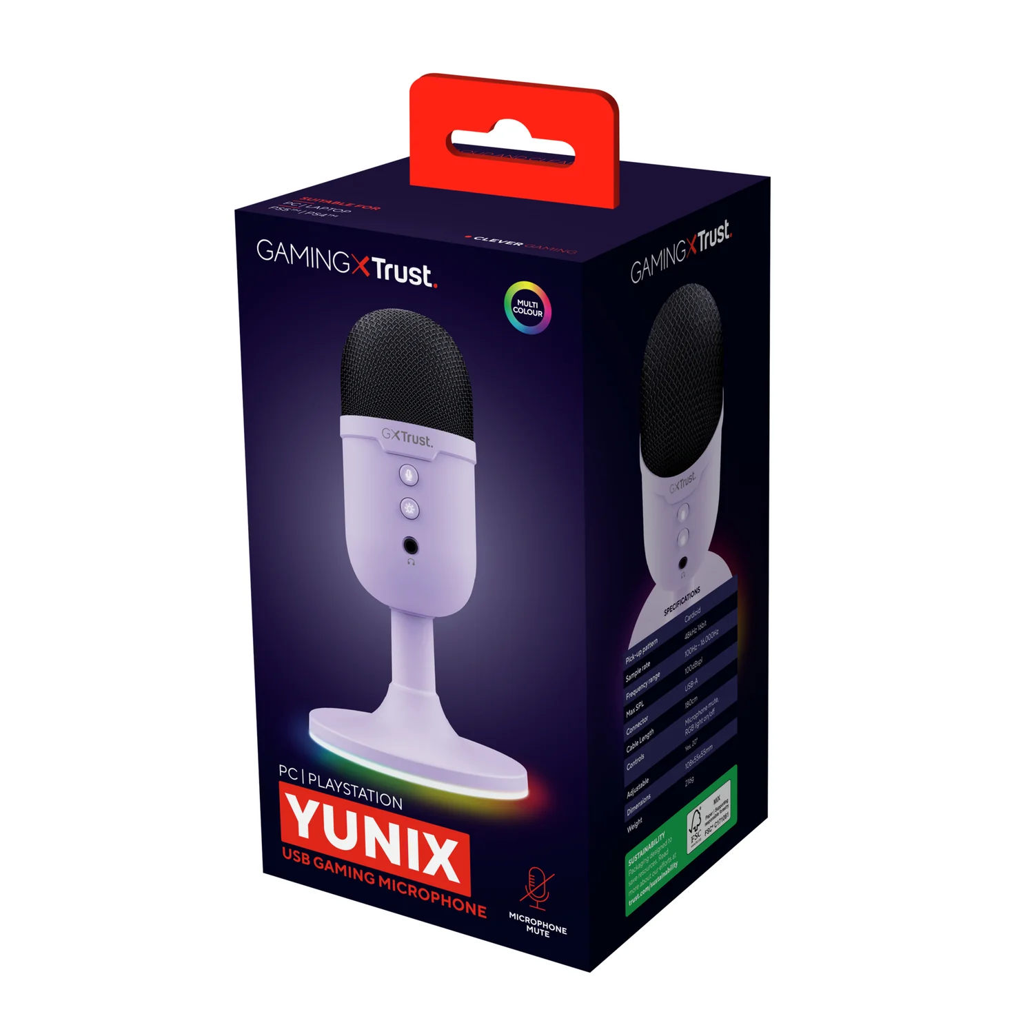 Microfone Trust GXT234P Yunix USB/3.5mm Condensador 48kHz 16-bit Roxo - Imagem 6