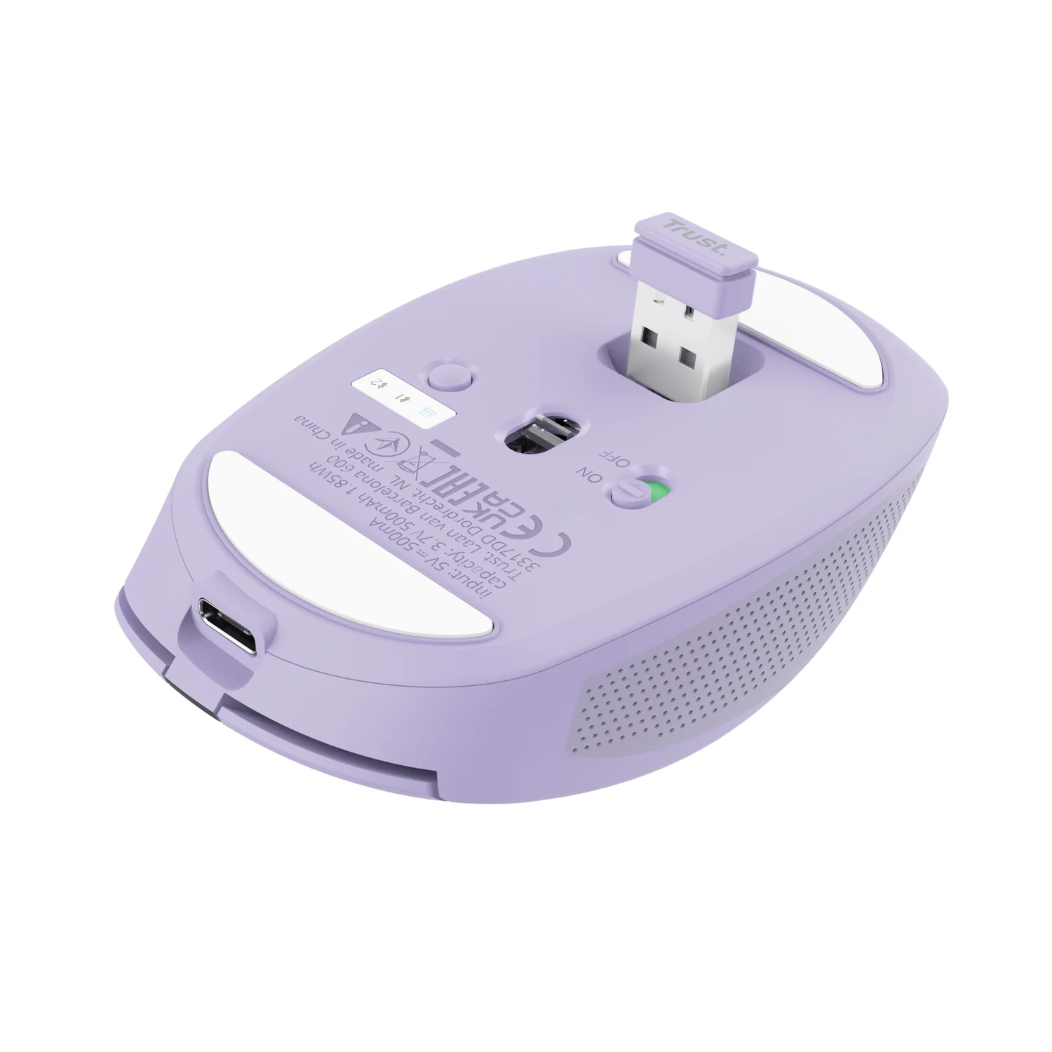 Rato Compacto Sem Fios Trust Ozaa Multi-Dispositivo Bluetooth e RF — Lilás - Imagem 5