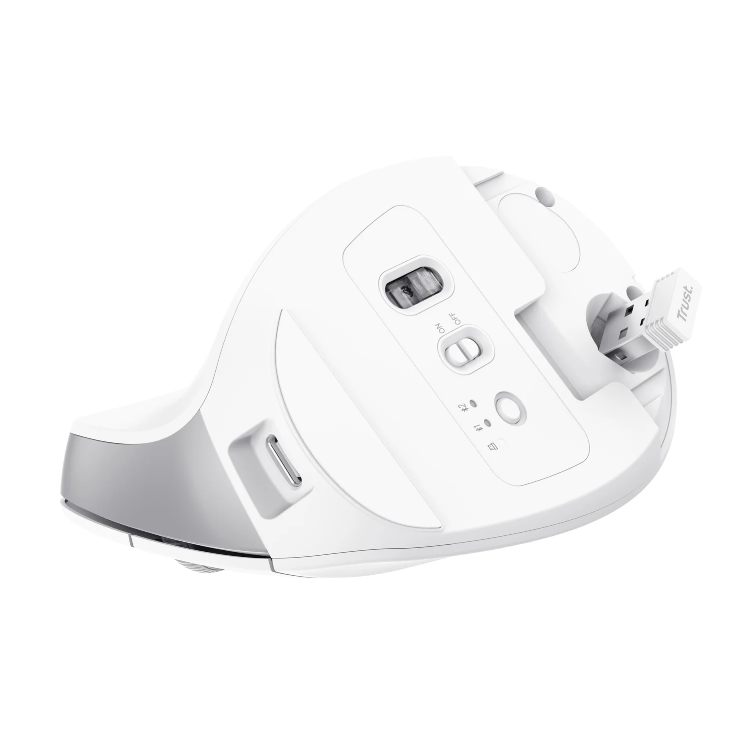 Rato Ergonómico Vertical Sem Fios Trust Bayo+ Multi-Dispositivo com Bluetooth e USB-C — Branco - Imagem 8